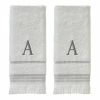 Casual Monogram Letter A Hand Towel 2 piece set, white, cotton by SKL Home -Better Trends Sales Store white skl home bath towels w453800083a203 64 1000