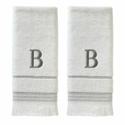 Casual Monogram Letter B Hand Towel 2 piece set, white, cotton by SKL Home