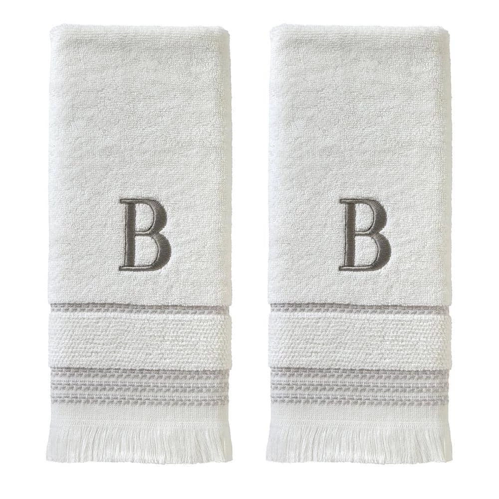 Casual Monogram Letter B Hand Towel 2 piece set, white, cotton by SKL Home 3 Casual Monogram Letter B Hand Towel 2 piece set, white, cotton by SKL Home