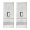 Casual Monogram Letter D Hand Towel 2 piece set, white, cotton by SKL Home