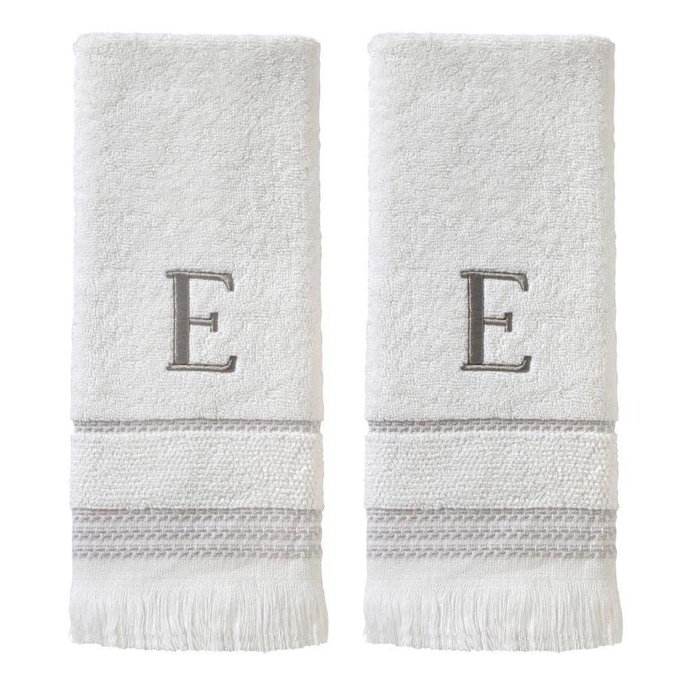 Casual Monogram Letter E Hand Towel 2 piece set, white, cotton by SKL Home 3 Casual Monogram Letter E Hand Towel 2 piece set, white, cotton by SKL Home