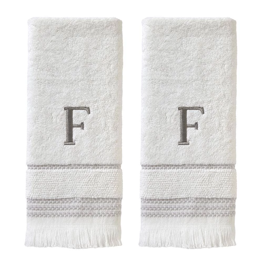 Casual Monogram Letter F Hand Towel 2 piece set, white, cotton by SKL Home 3 Casual Monogram Letter F Hand Towel 2 piece set, white, cotton by SKL Home