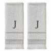 Casual Monogram Letter J Hand Towel 2 piece set, white, cotton by SKL Home -Better Trends Sales Store white skl home bath towels w453800083j203 64 1000