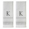 Casual Monogram Letter K Hand Towel 2 piece set, white, cotton by SKL Home -Better Trends Sales Store white skl home bath towels w453800083k203 64 1000