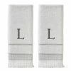 Casual Monogram Letter L Hand Towel 2 piece set, white, cotton by SKL Home -Better Trends Sales Store white skl home bath towels w453800083l203 64 1000