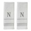 Casual Monogram Letter N Hand Towel 2 piece set, white, cotton by SKL Home -Better Trends Sales Store white skl home bath towels w453800083n203 64 1000