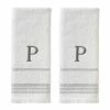 Casual Monogram Letter P Hand Towel 2 piece set, white, cotton by SKL Home -Better Trends Sales Store white skl home bath towels w453800083p203 64 1000