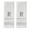 Casual Monogram Letter R Hand Towel 2 piece set, white, Cotton by SKL Home -Better Trends Sales Store white skl home bath towels w453800083r203 64 1000