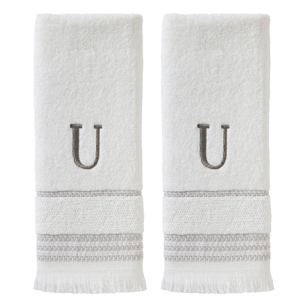Casual Monogram Letter U Hand Towel 2 piece set, white, cotton by SKL Home 3 Casual Monogram Letter U Hand Towel 2 piece set, white, cotton by SKL Home