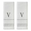 Casual Monogram Letter V Hand Towel 2 piece set, white, cotton by SKL Home -Better Trends Sales Store white skl home bath towels w453800083v203 64 1000