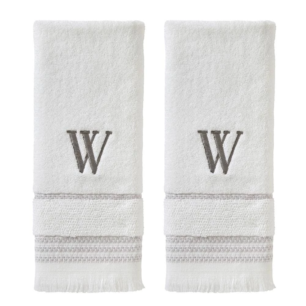 Casual Monogram Letter W Hand Towel 2 piece set, white, cotton by SKL Home 3 Casual Monogram Letter W Hand Towel 2 piece set, white, cotton by SKL Home