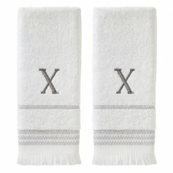 Casual Monogram Letter X Hand Towel 2 piece set, white, cotton by SKL Home